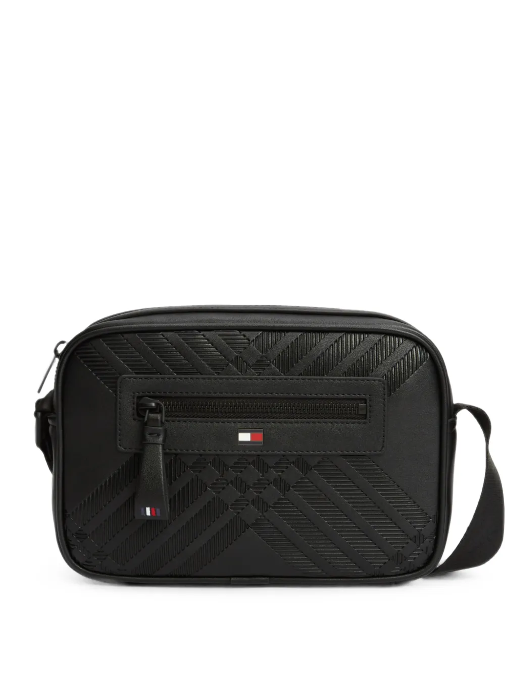 Tommy Hilfiger Borsa messenger con monogramma goffrato - Nero