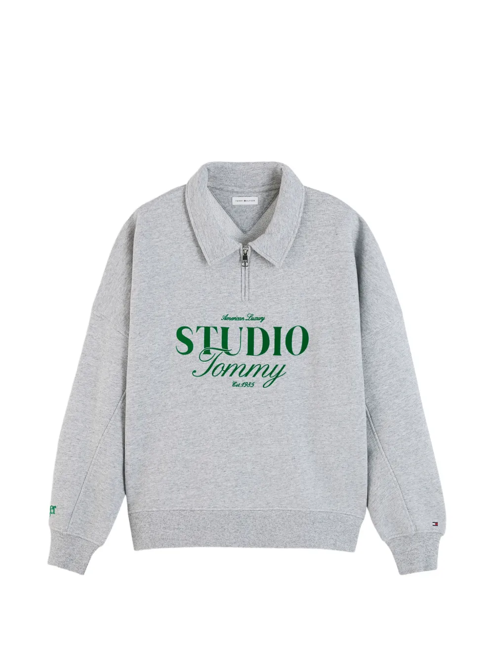 Tommy Hilfiger logo-print zip-neck polo top - Grigio