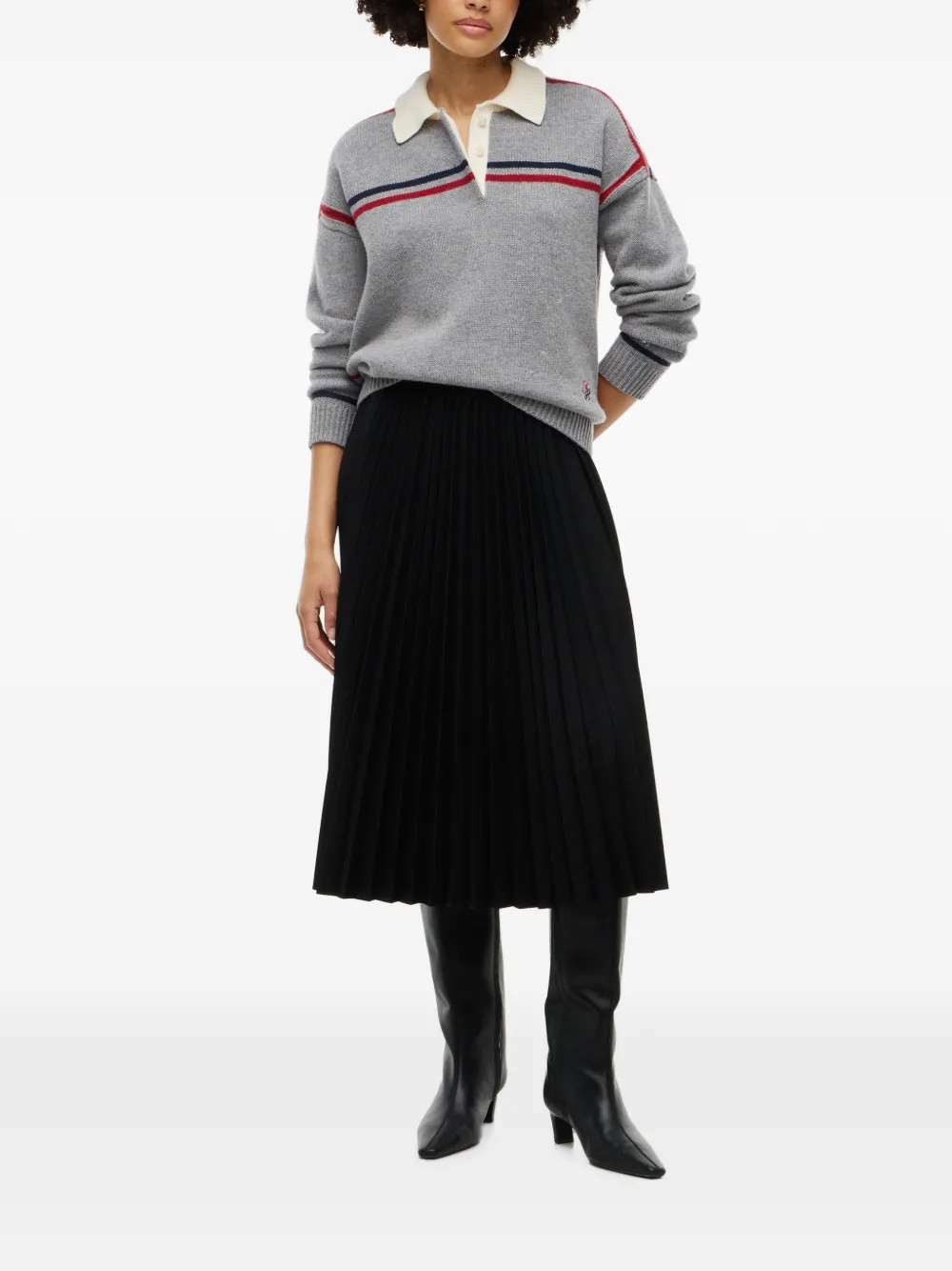 Tommy Hilfiger Midi-plooirok Zwart