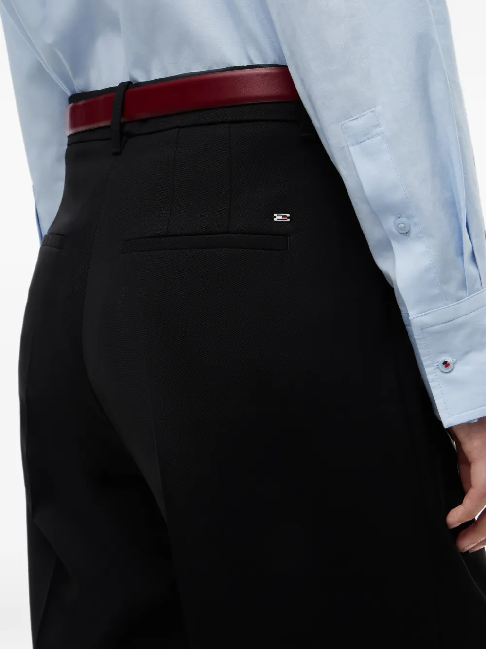 Tommy Hilfiger Plooibroek met wijde pijpen Zwart