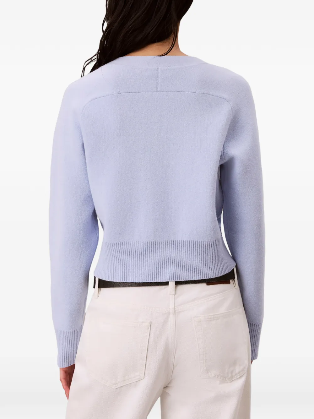 Calvin Klein Logo-patch V-neck Cardigan in Blue, view 4