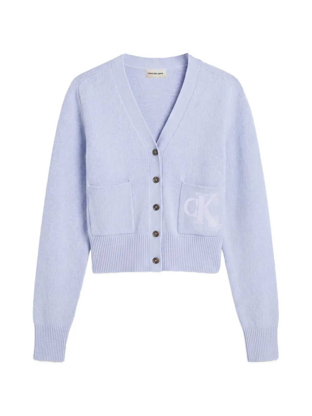 Calvin Klein logo-patch V-neck cardigan - Blau