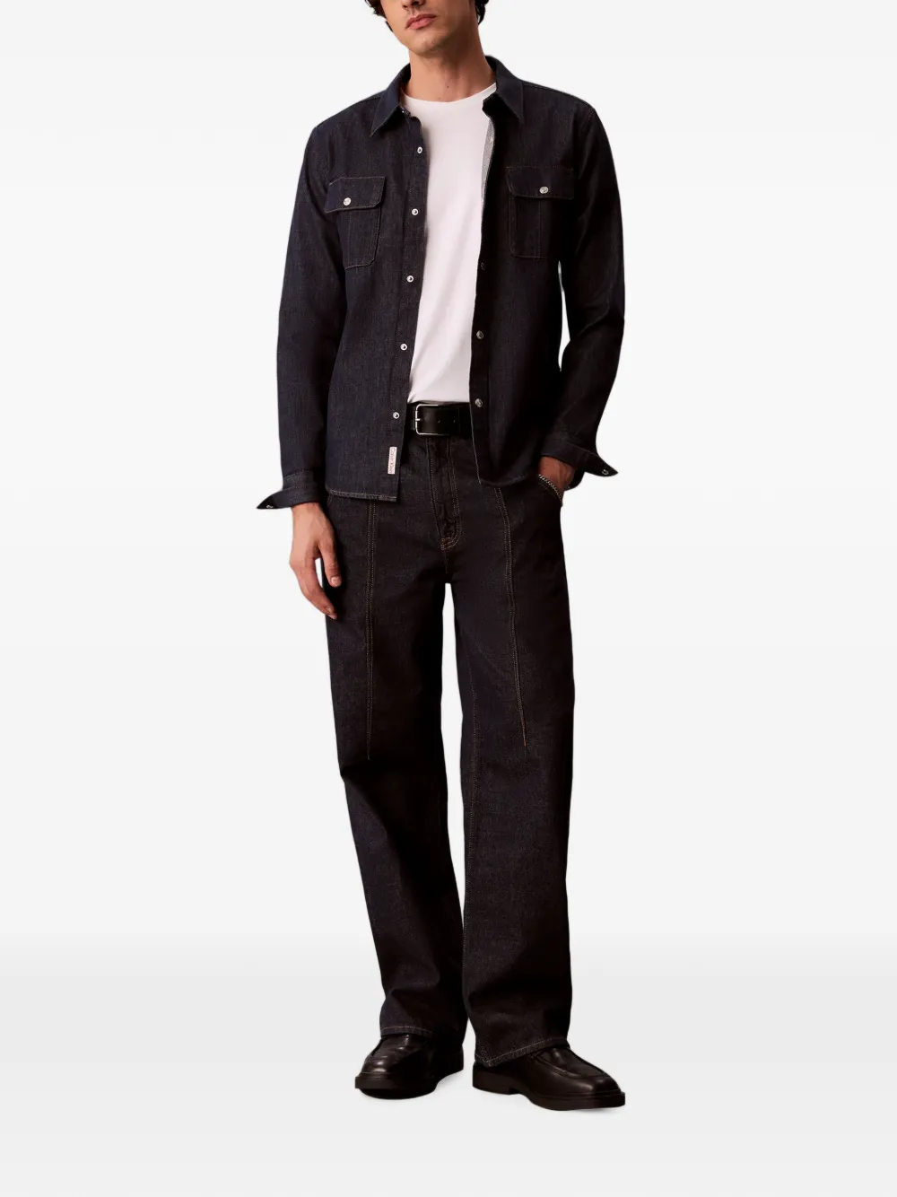 Calvin Klein Overhemd met borstzakken en knoopsluiting Blauw