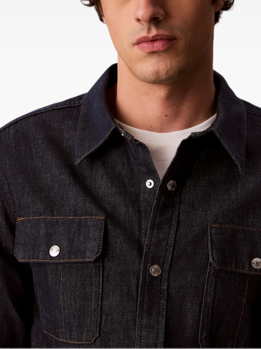 Calvin Klein Overhemd met borstzakken en knoopsluiting Blauw