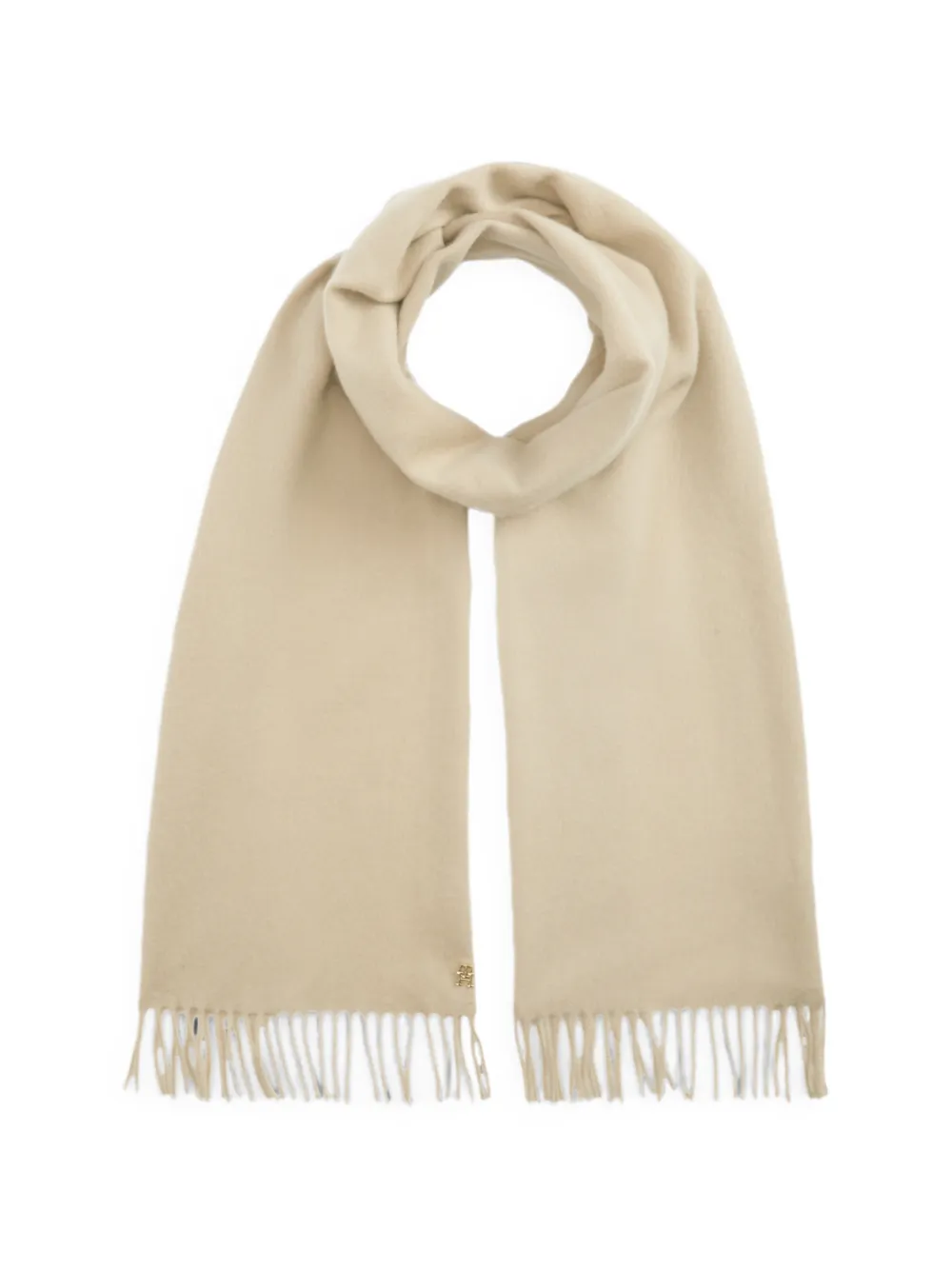 Tommy Hilfiger logo-plaque fringed scarf - Nude