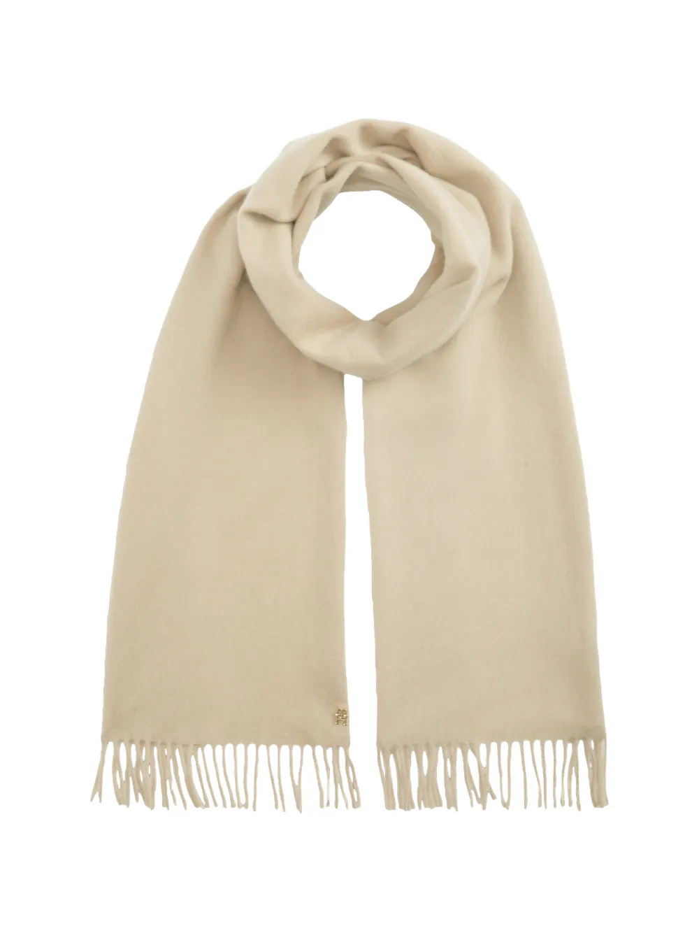 Tommy Hilfiger logo-plaque fringed scarf - Toni neutri