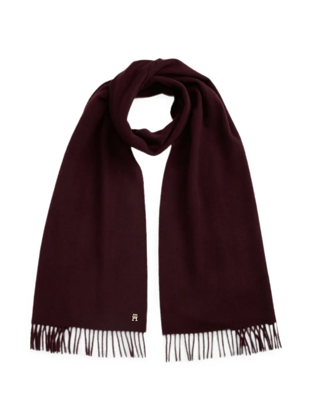 Tommy Hilfiger fringed logo-plaque scarf - Violett