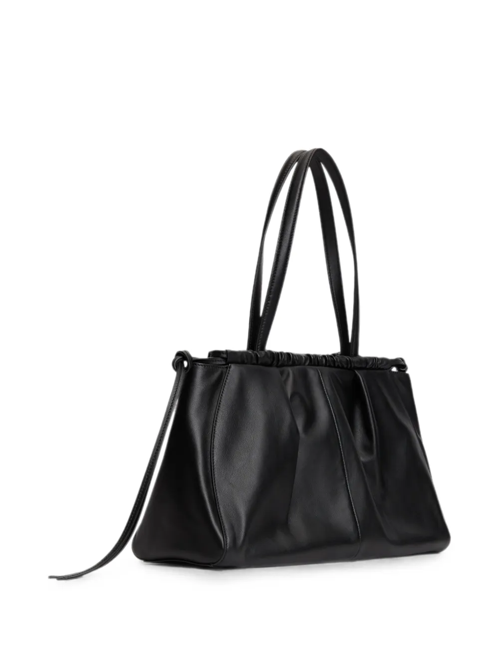 Tommy Hilfiger shopper met ruches en logoplakkaat Zwart