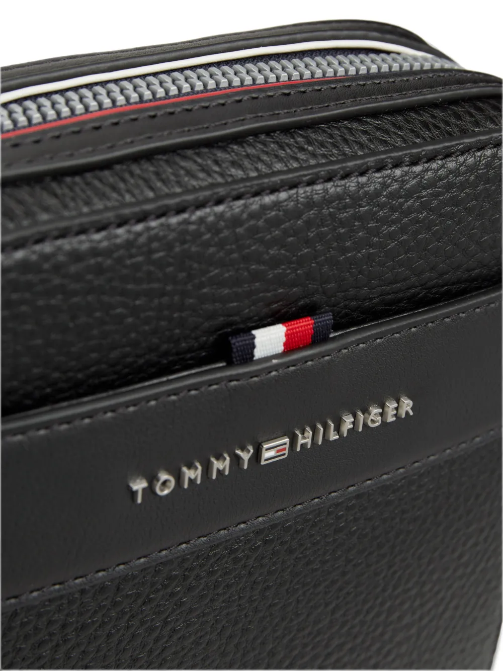 Tommy Hilfiger Messengertas van bewerkt leer met logoplakkaat Zwart