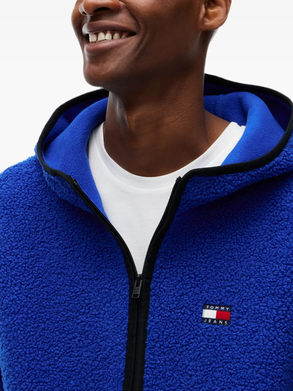 Tommy Hilfiger Borg-fleece jack met logopatch Blauw