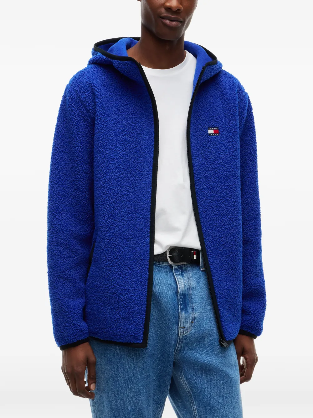 Tommy Hilfiger Borg-fleece jack met logopatch Blauw
