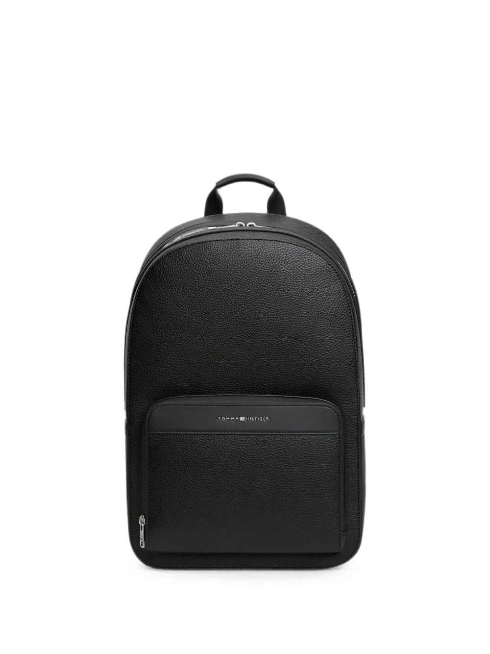 Tommy Hilfiger grained-texture logo-plaque backpack - Schwarz
