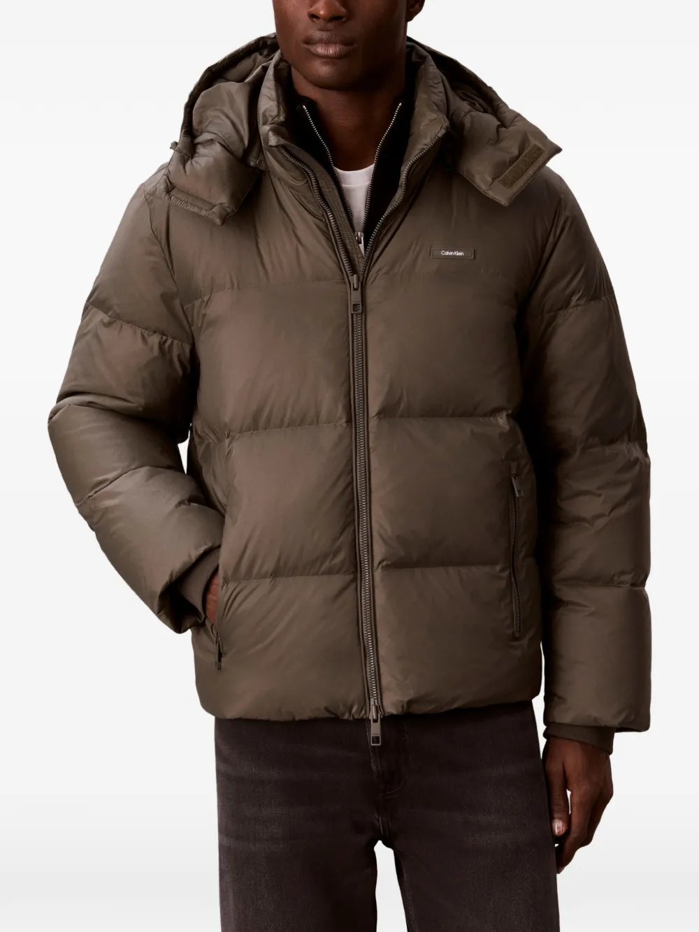 Calvin Klein Gewatteerd jack met capuchon Bruin