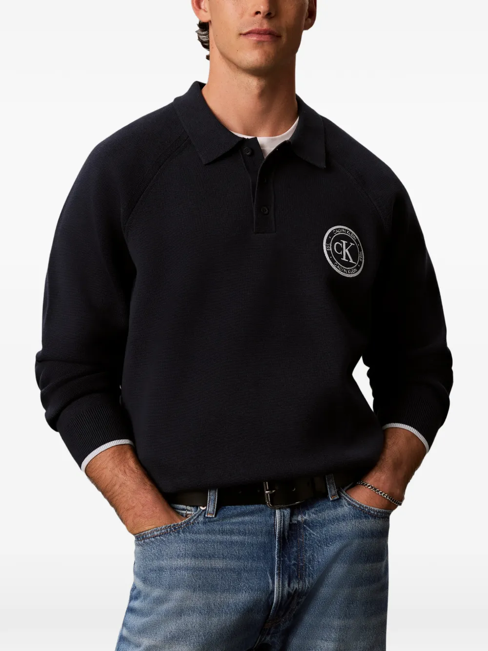 Calvin Klein Varsity polotrui met logopatch Blauw