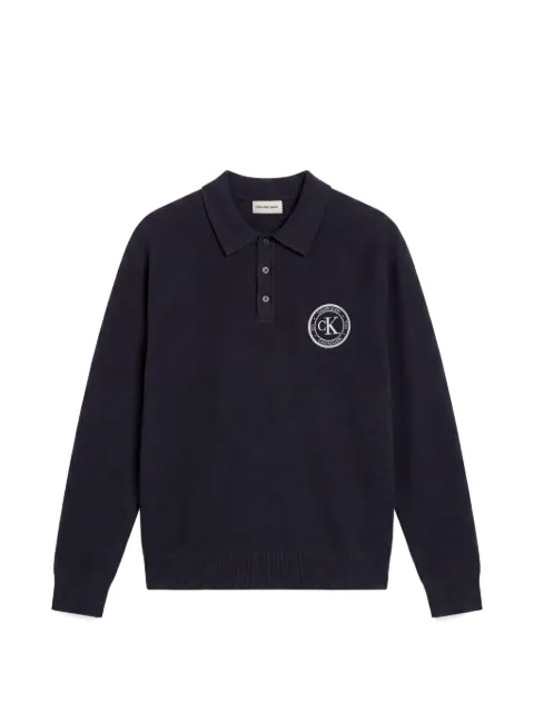 Calvin Klein Varsity logo-patch polo sweater