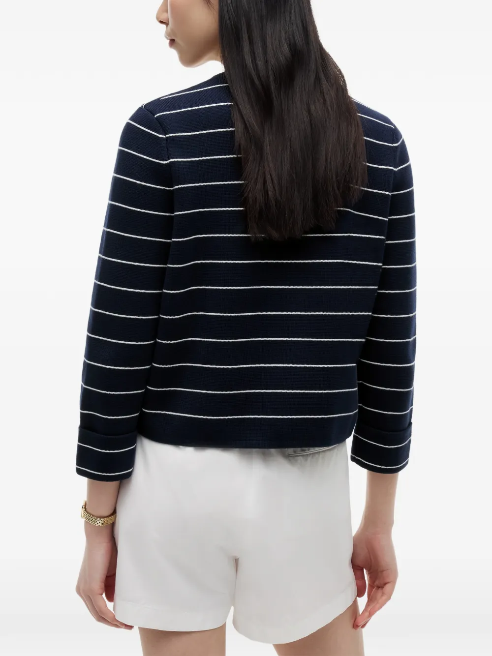 Tommy Hilfiger Vest met horizontale streep en knopen Blauw