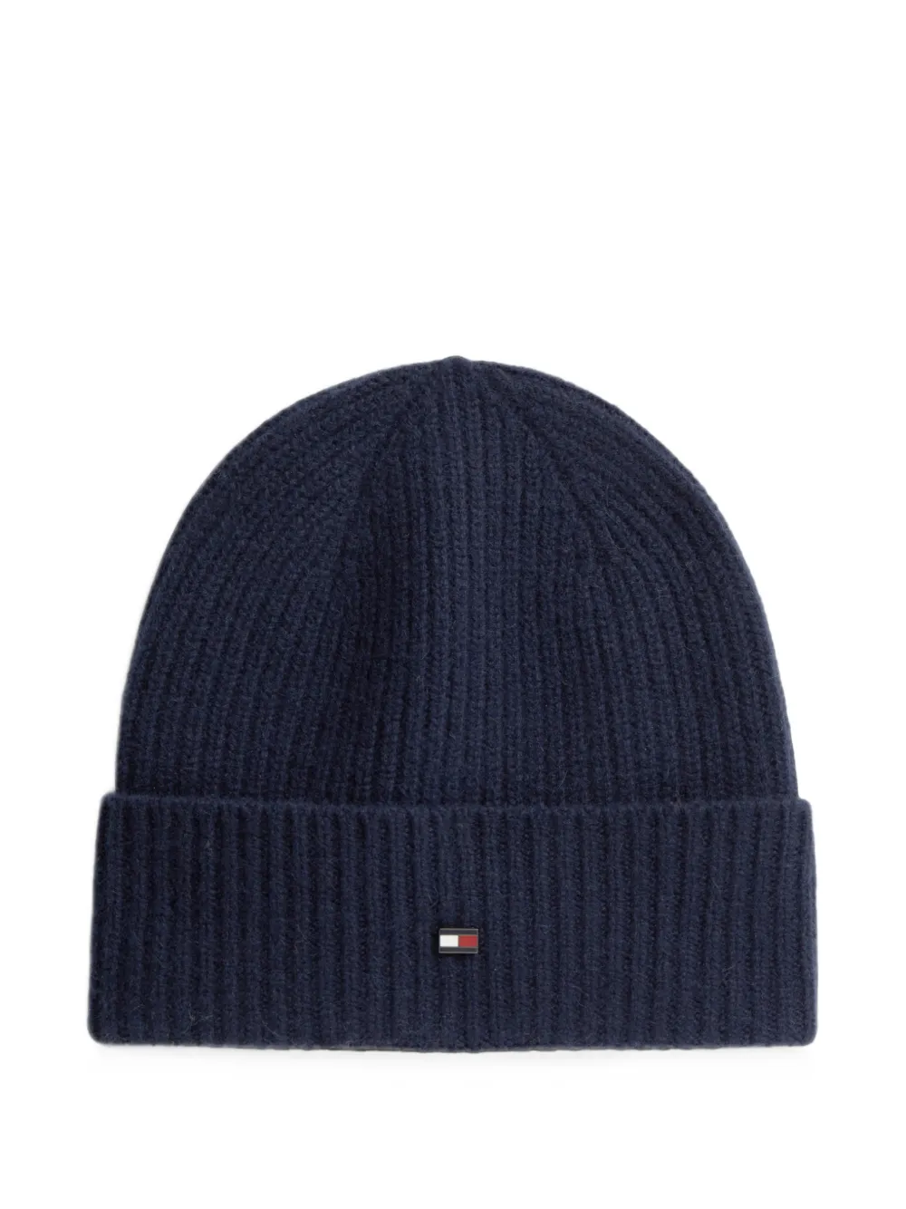 Tommy Hilfiger ribbed-knit logo-plaque beanie hat - Blu