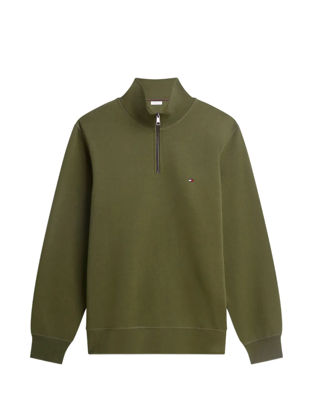 Tommy Hilfiger quarter-zip logo-embroidered sweater - Verde