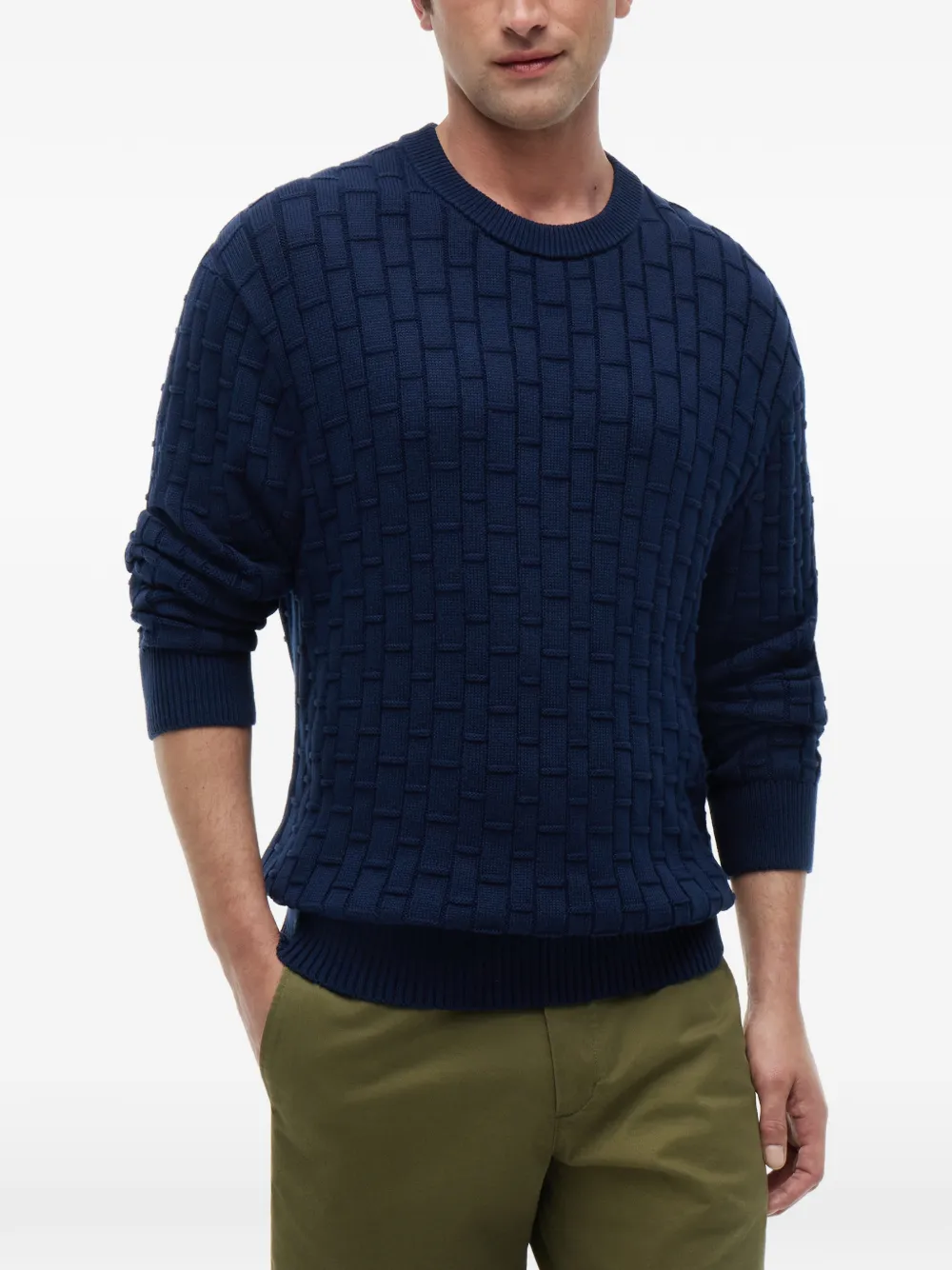 Tommy Hilfiger Geweven trui met ronde hals Blauw