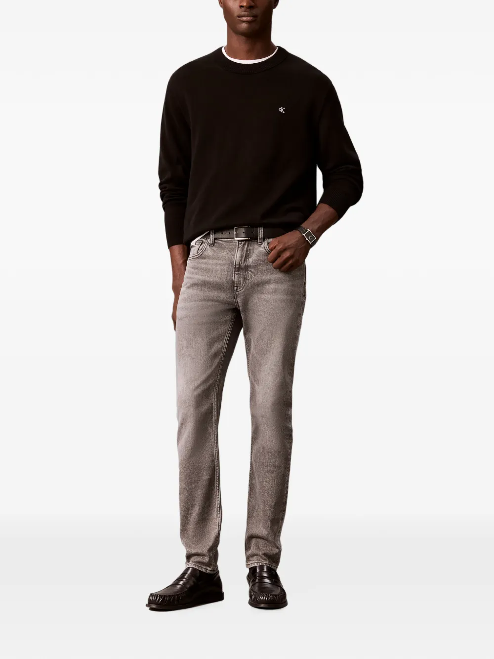Calvin Klein Skinny jeans met logopatch Grijs