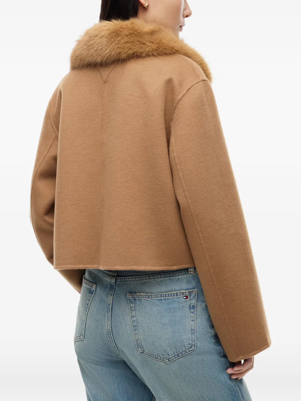 Tommy Hilfiger Jack met kraag van imitatiebont en zakdetail Beige