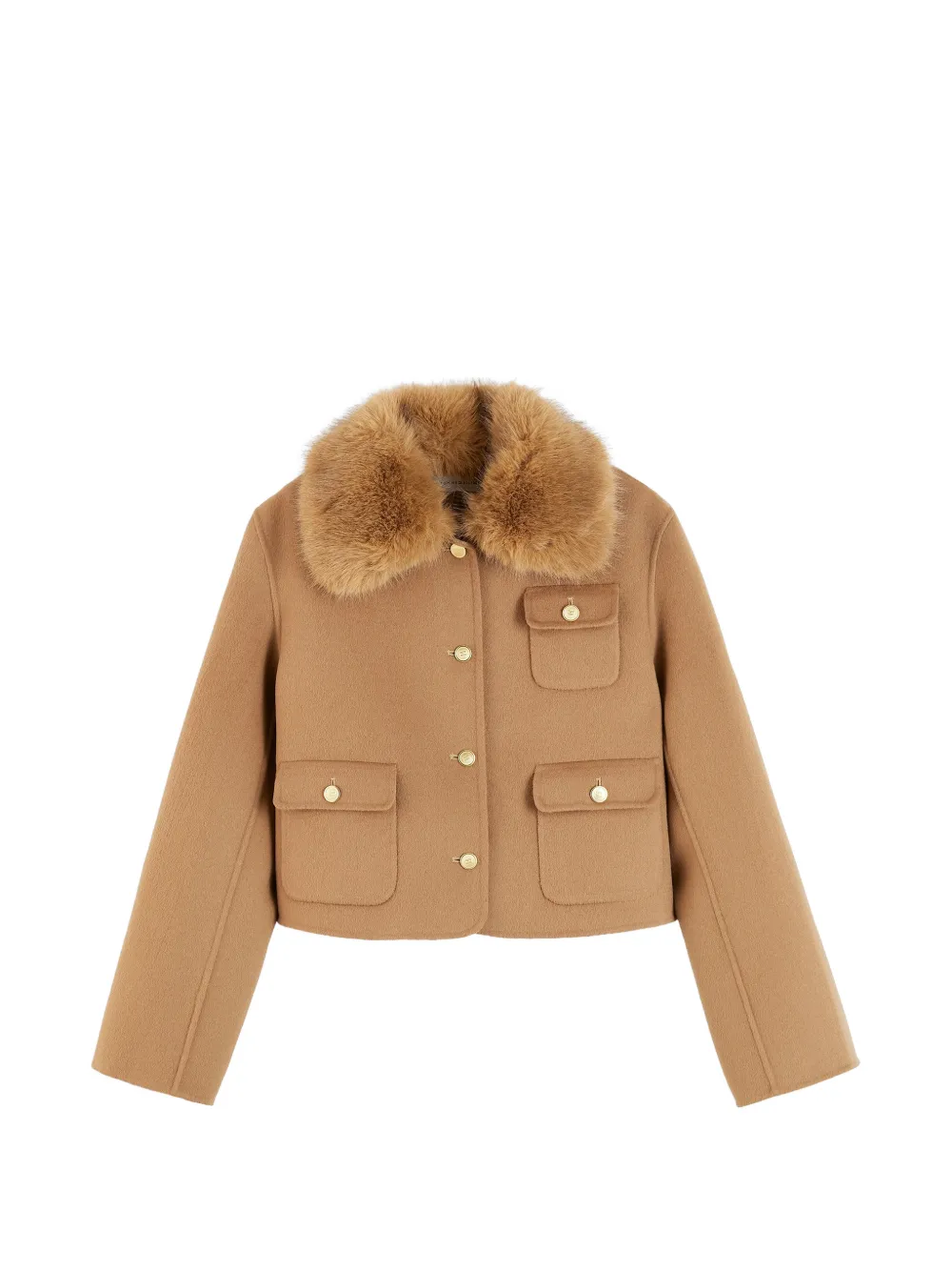 Tommy Hilfiger faux-fur collar pocket-detail jacket - Nude