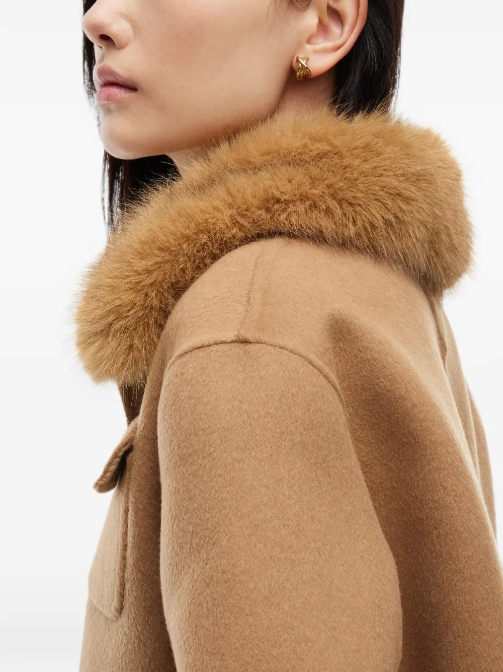 Tommy Hilfiger Jack met kraag van imitatiebont en zakdetail Beige