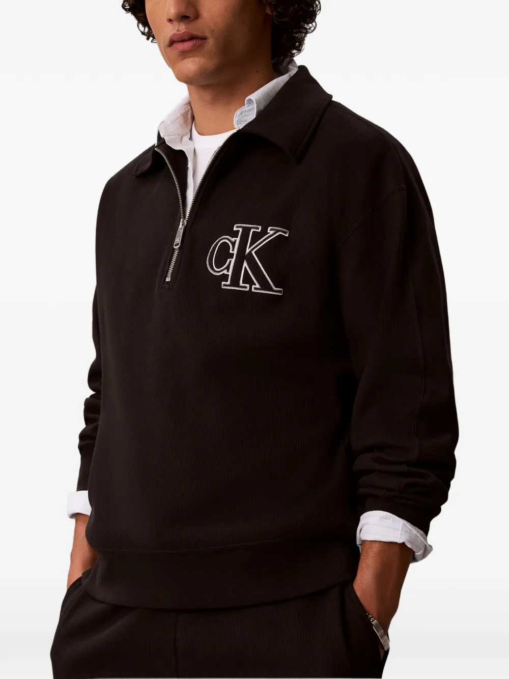 Calvin Klein Sweater met geborduurd logo Zwart