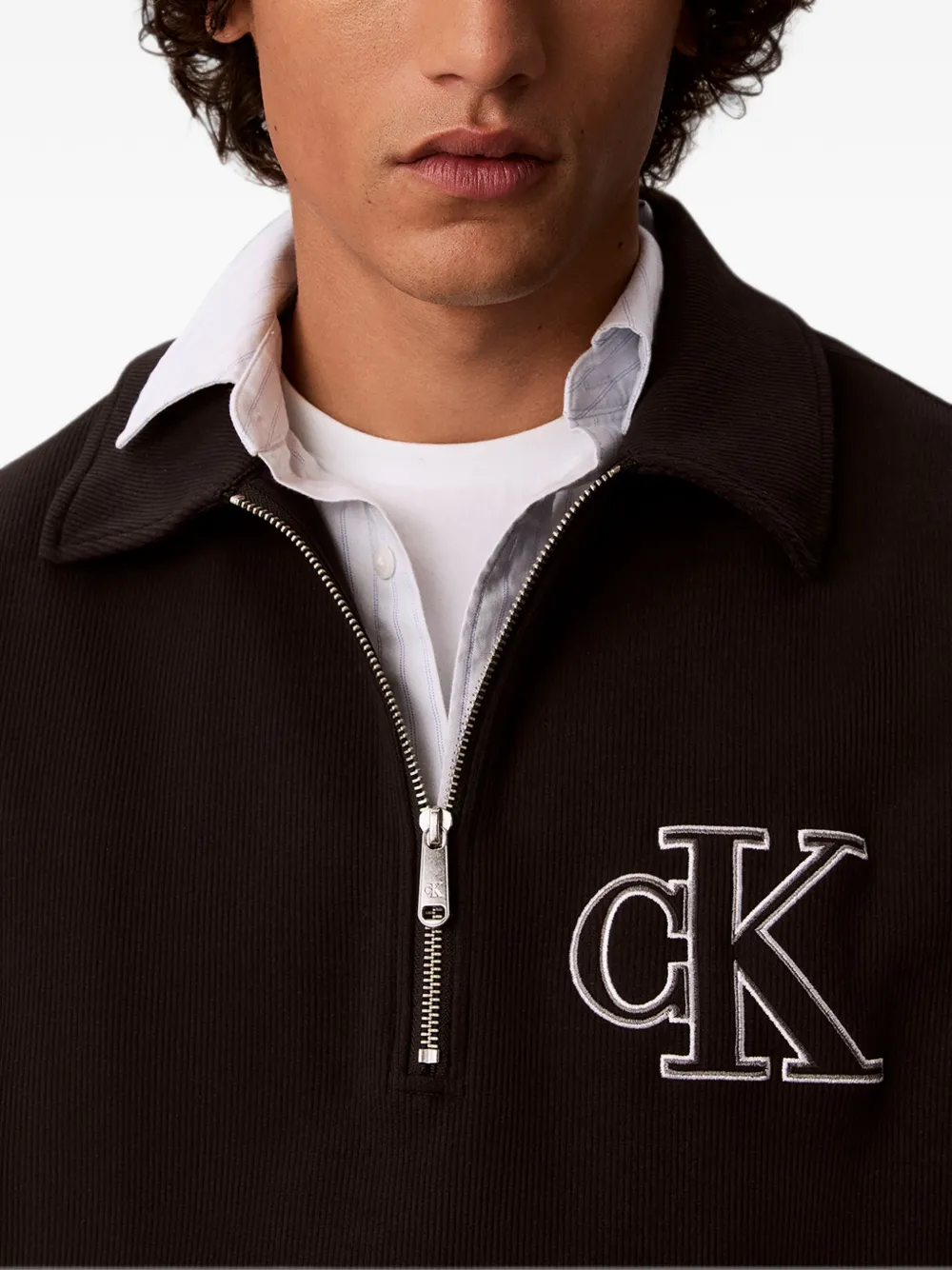 Calvin Klein Sweater met geborduurd logo Zwart