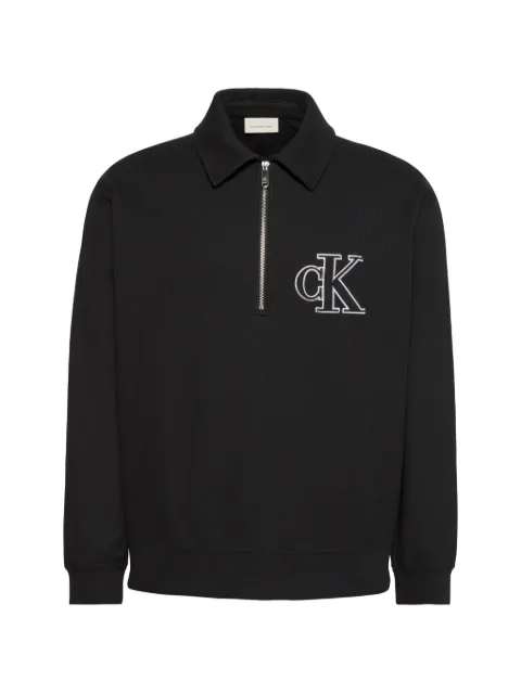 Calvin Klein 로고 자수 하프 지퍼 스웨터