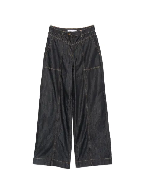 Self-Portrait contrast-stitch wide-leg jeans