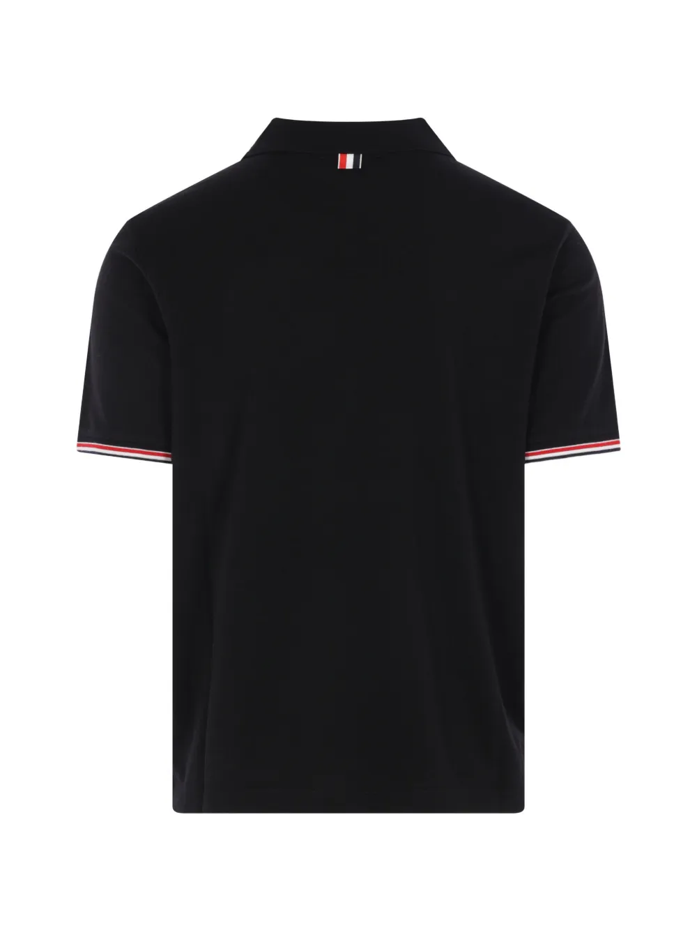 Thom Browne tricolour-trim wool polo shirt Zwart