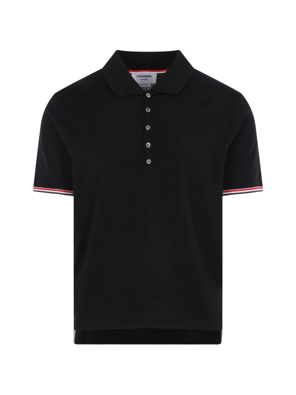 Thom Browne tricolour-trim wool polo shirt - Nero