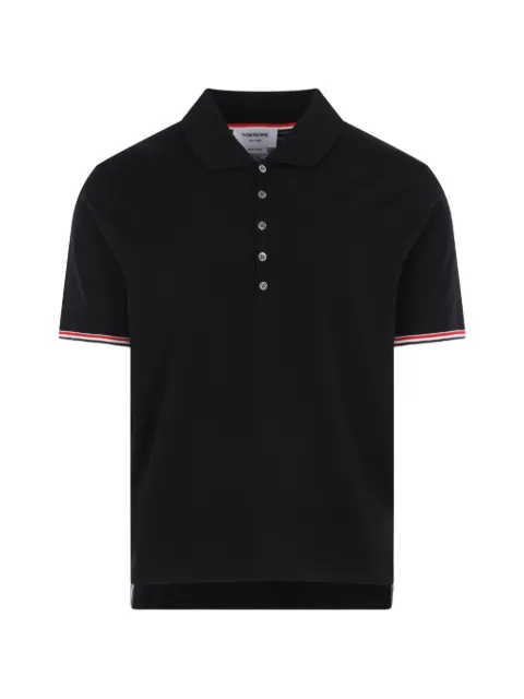 Thom Browne tricolour-trim wool polo shirt