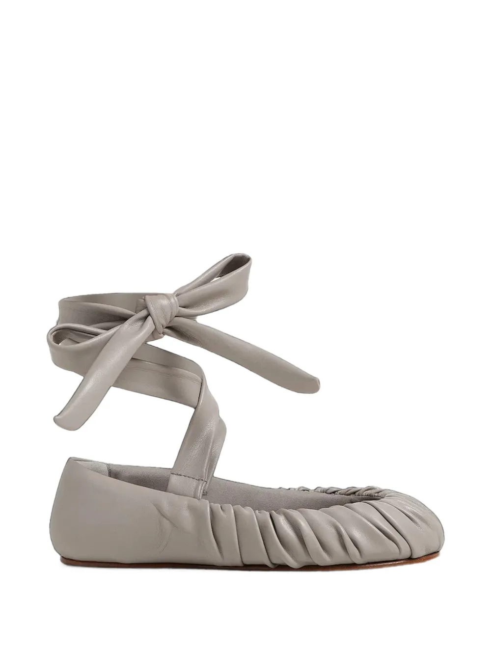 Yume Yume Ruched Lace-up Ballet Flats In Gray