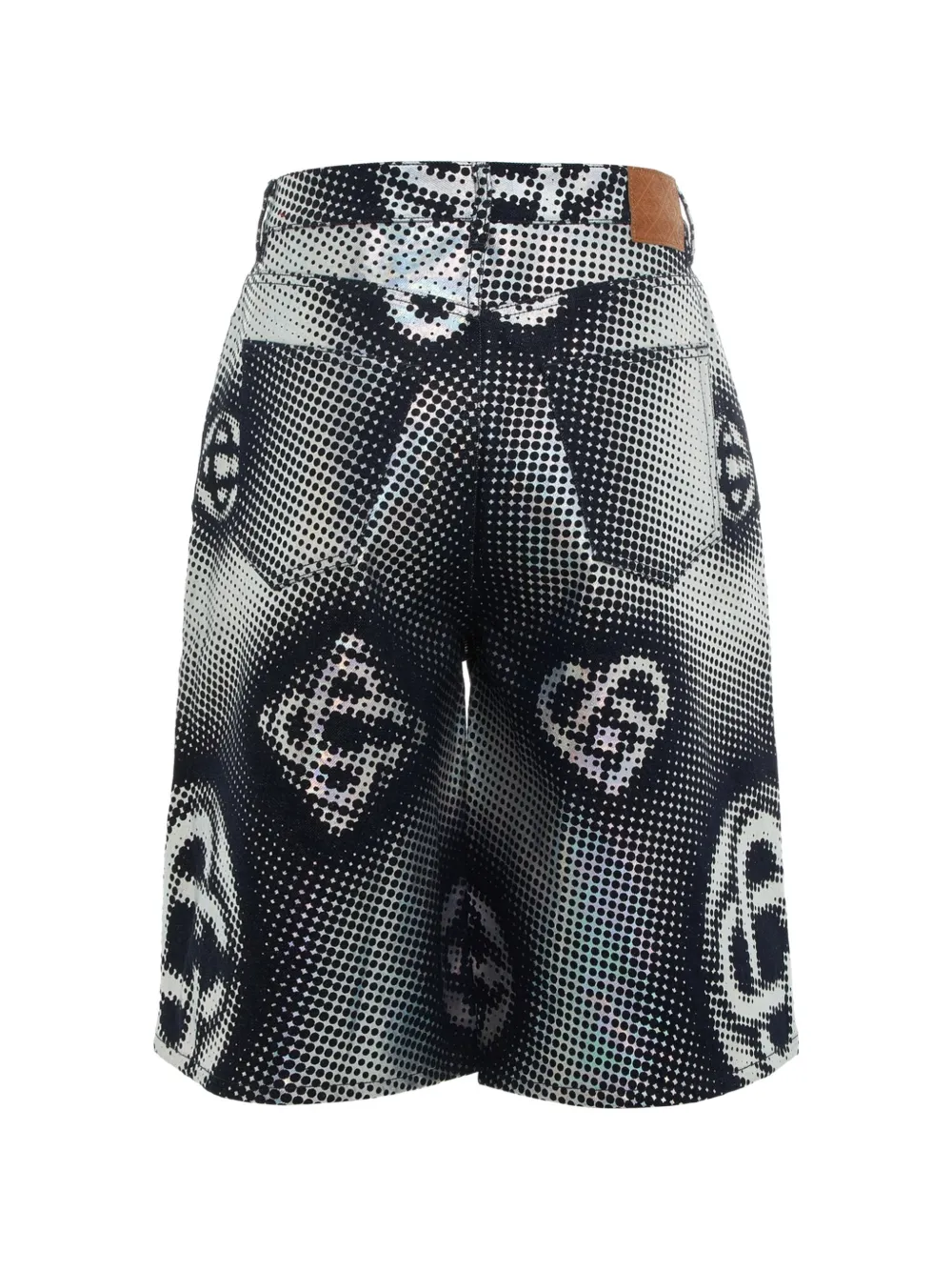 Casablanca Denim shorts met parelmoer monogram Blauw