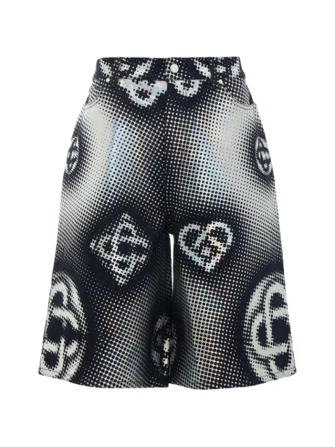 Casablanca pearlescent monogram denim shorts