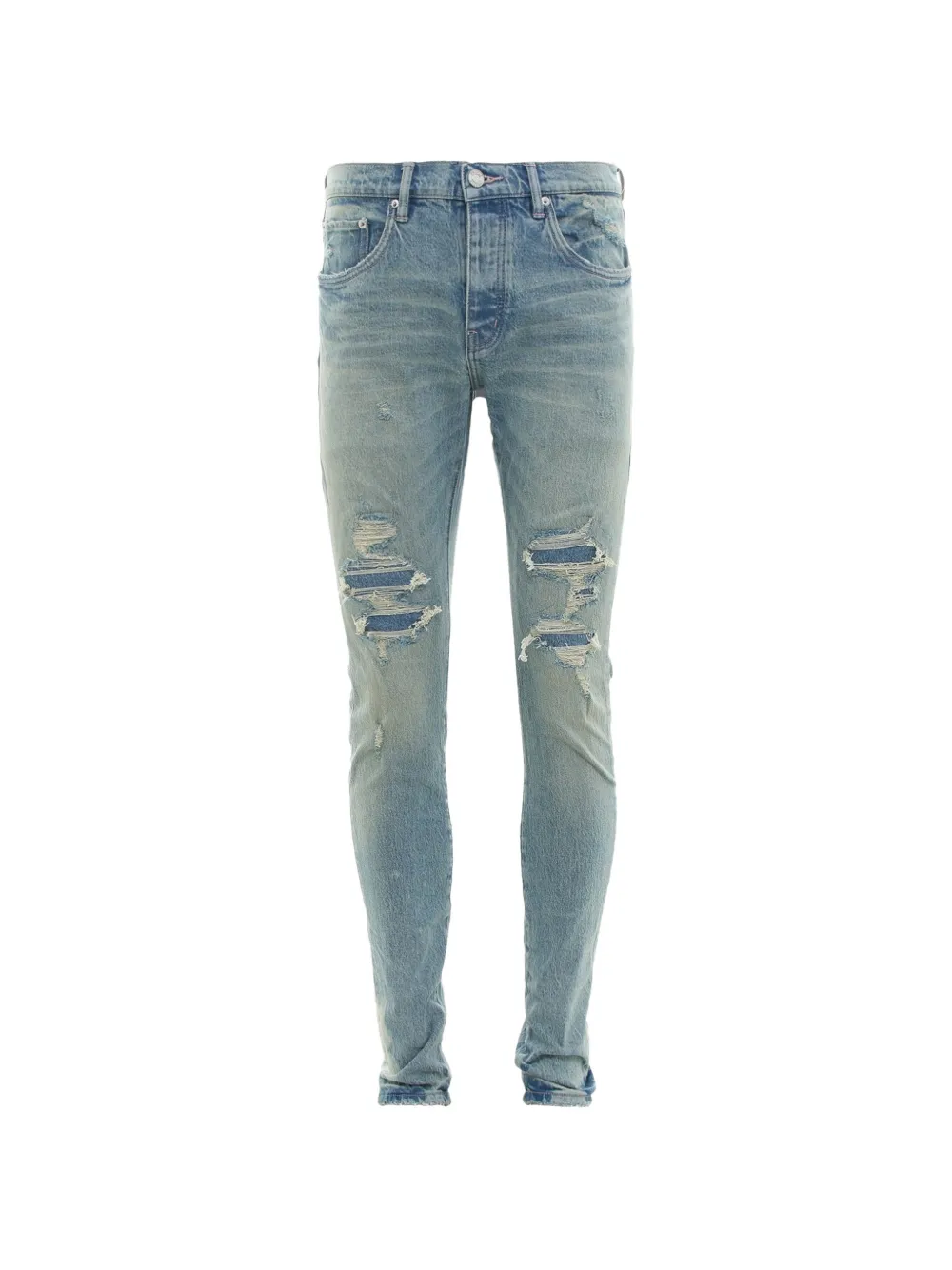 Purple Brand Karierte Skinny-Jeans - Blau