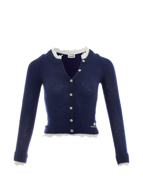 SHUSHU/TONG contrast-trim raw-edge cardigan