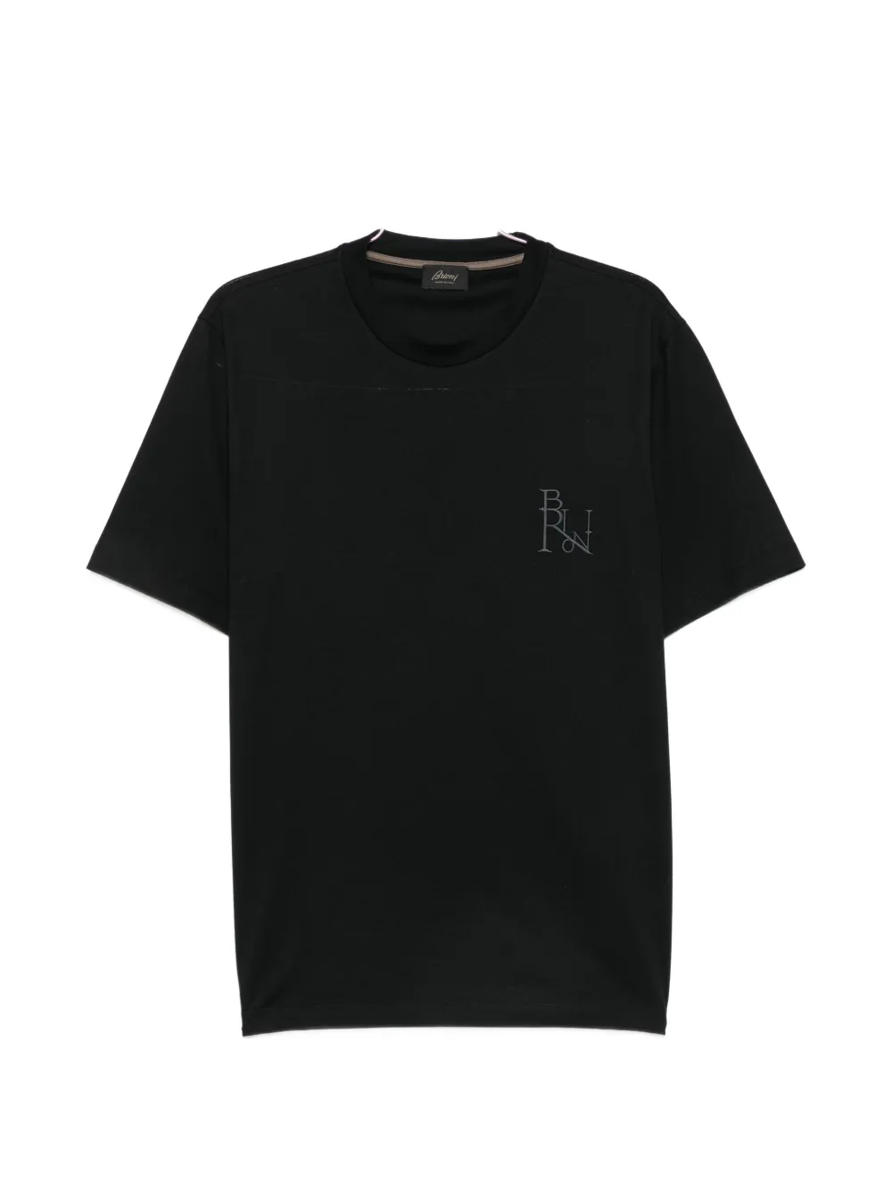 Brioni logo-embroidered T-shirt - Schwarz