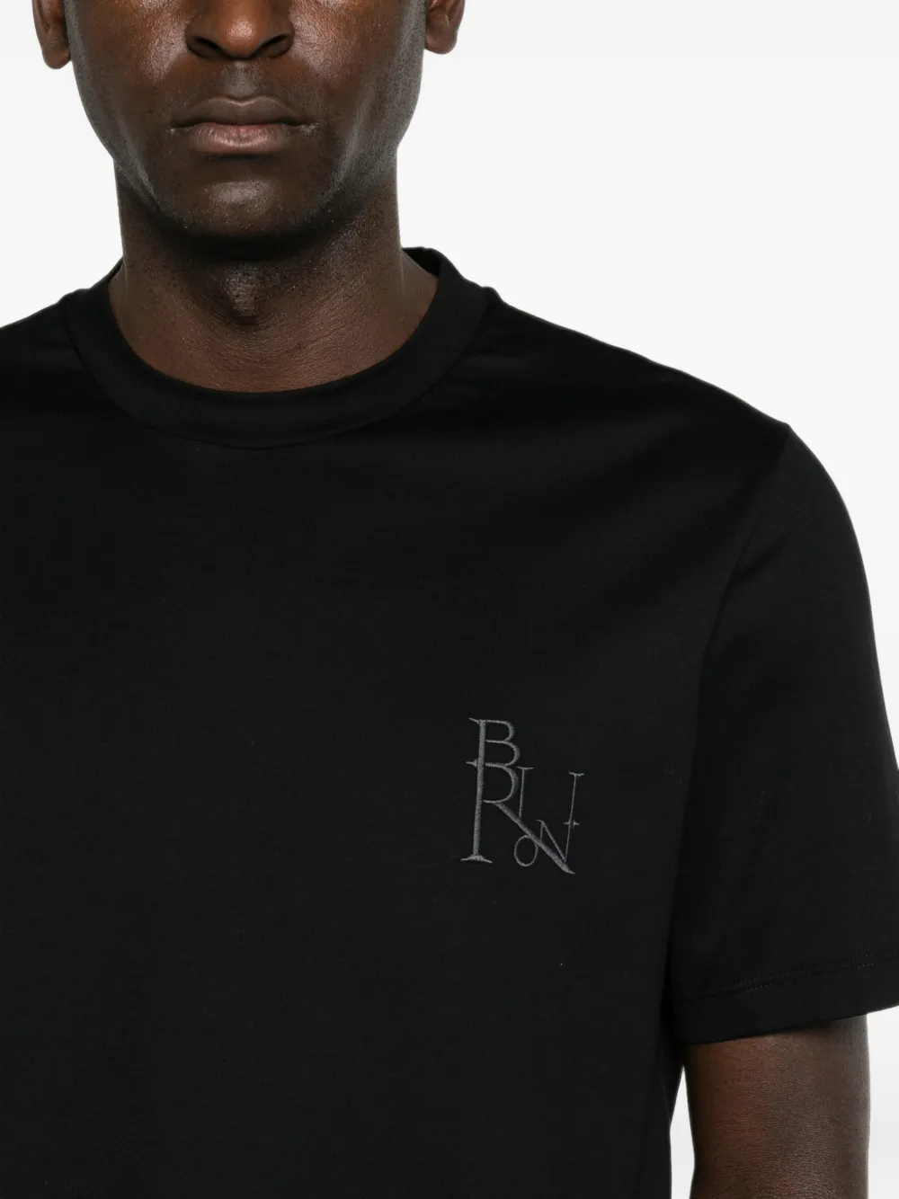 Brioni T-shirt met geborduurd logo Zwart