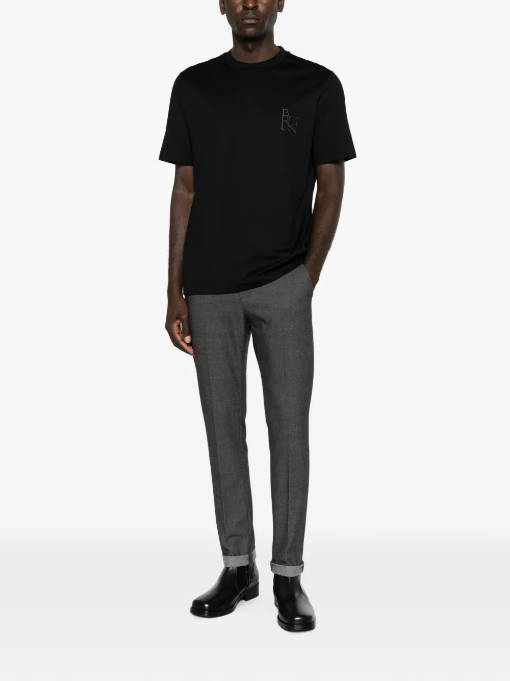 Brioni T-shirt met geborduurd logo Zwart