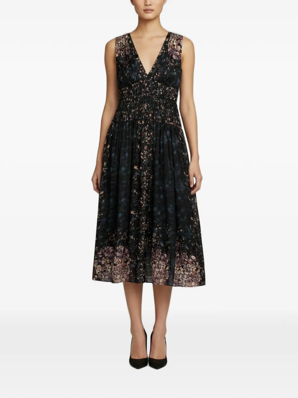 Ulla Johnson Sylvie midi-jurk met bloemenprint Zwart