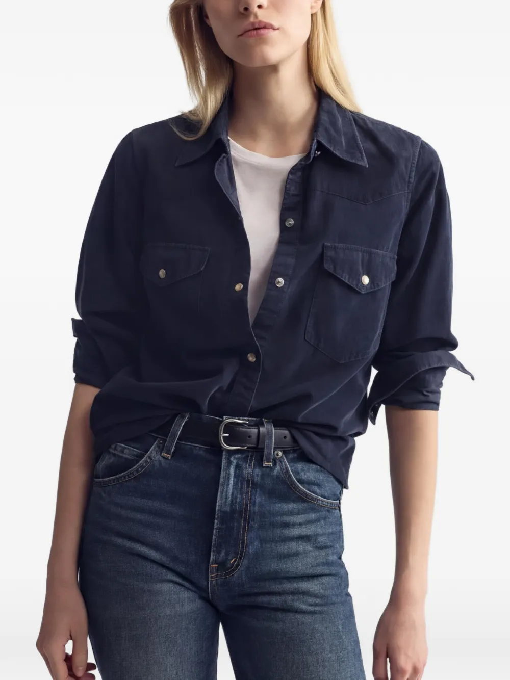 Nili Lotan Travis blouse met drukknoop Blauw