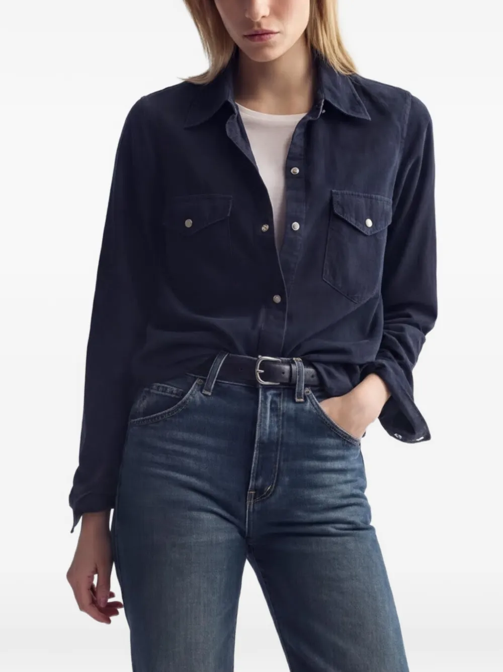 Nili Lotan Travis blouse met drukknoop Blauw
