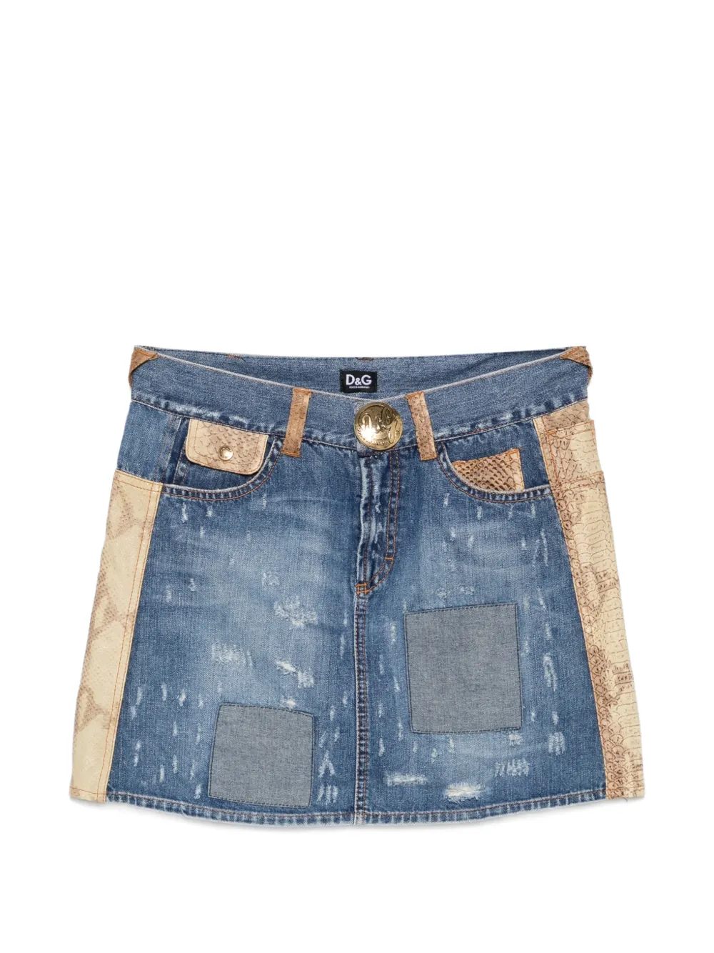 Dolce & Gabbana Pre-Owned Gonna denim con design patchwork anni 2000 - Blu