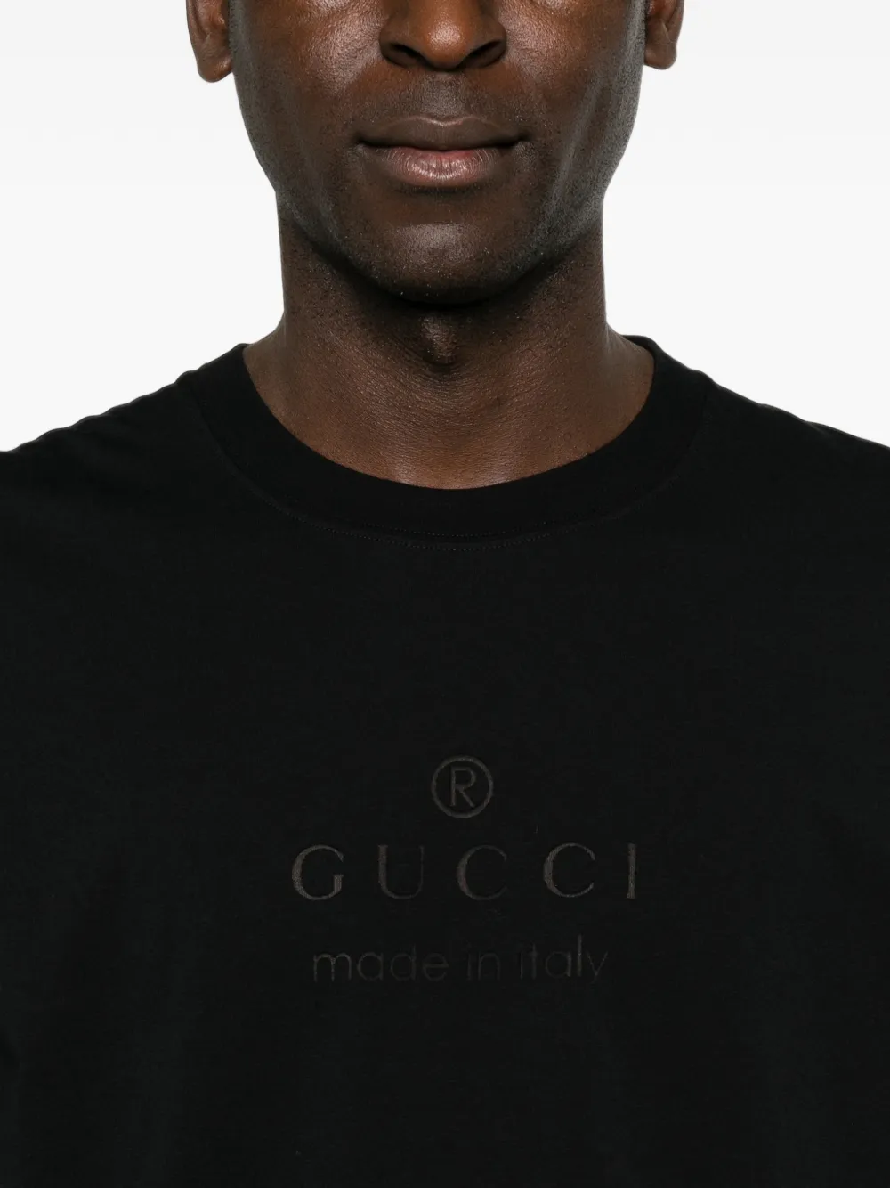 Gucci Katoenen T-shirt met geborduurd logo Zwart