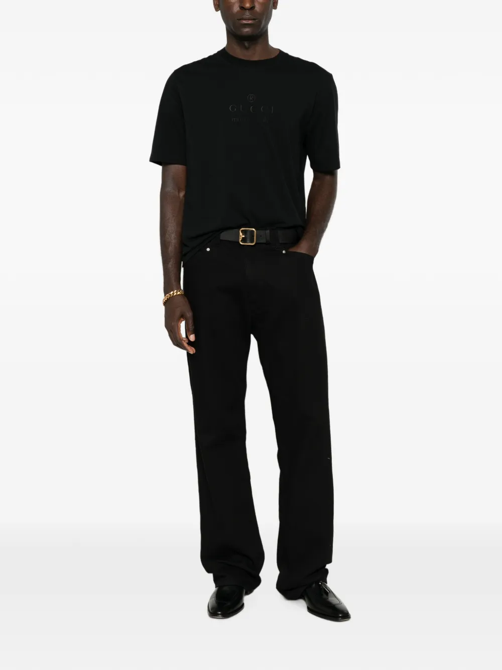 Gucci Katoenen T-shirt met geborduurd logo Zwart