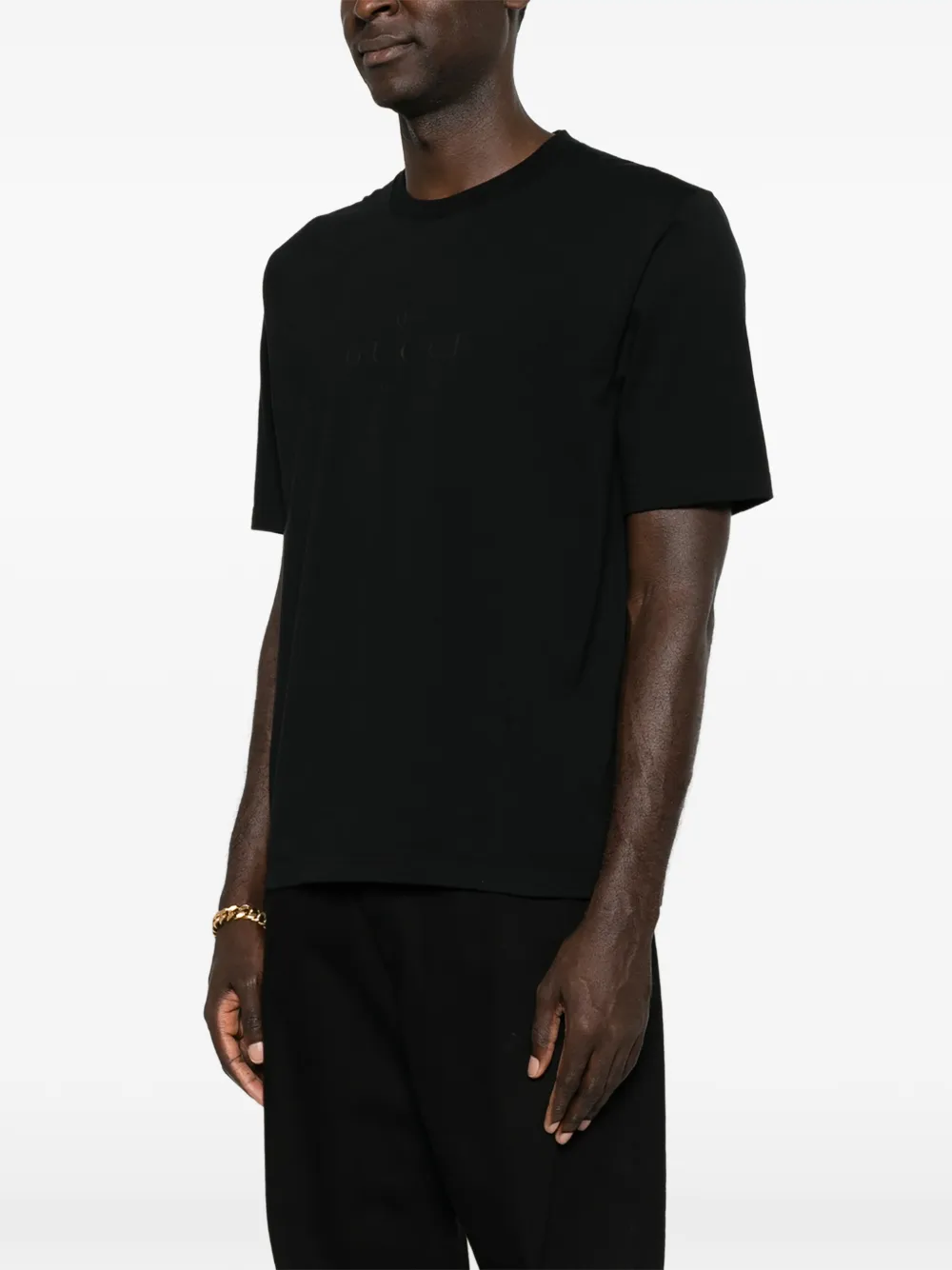 Gucci Katoenen T-shirt met geborduurd logo Zwart