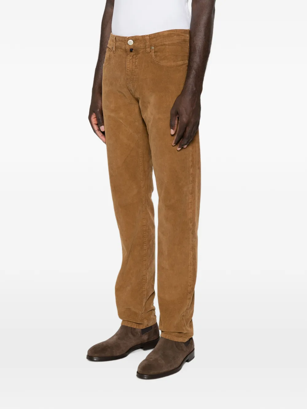Incotex Ribfluwelen straight broek Bruin